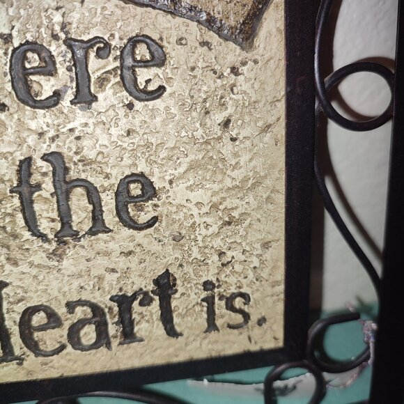 Home is where the heart is quote wall art metal ceramic mixed media cottagecore - Picture 3 of 10